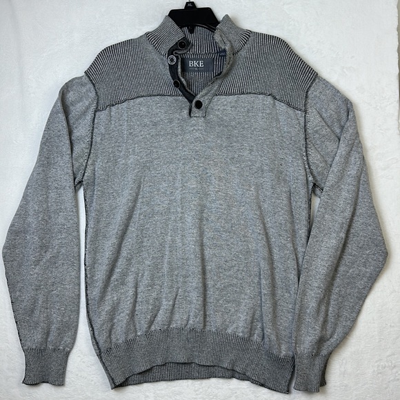 BKE Men’s Distressed Casual Sweater Gray Black Size XL - Picture 7 of 12